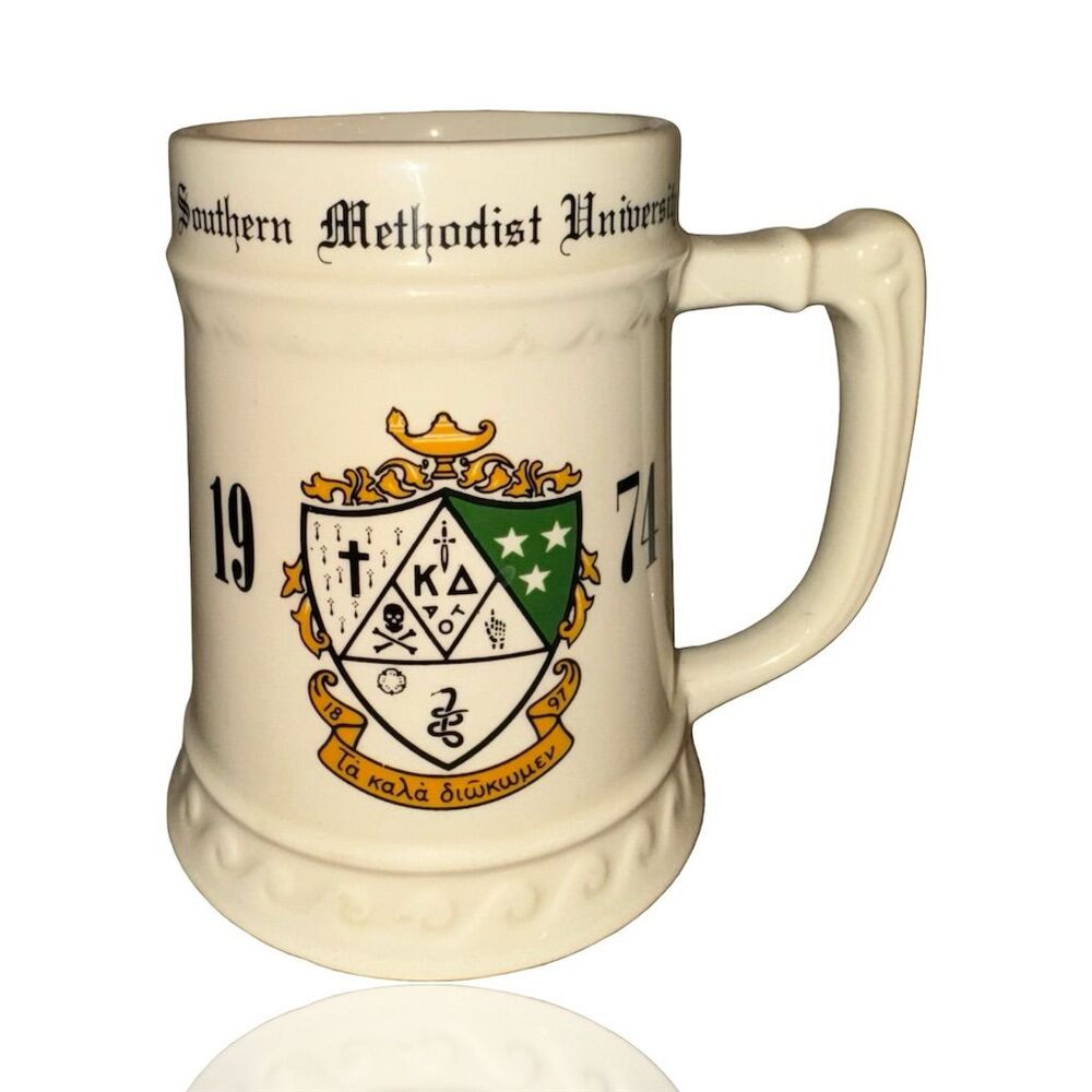 Vintage 1974 SMU Kappa Delta Sorority Ceramic Mug Multicolor Collectible